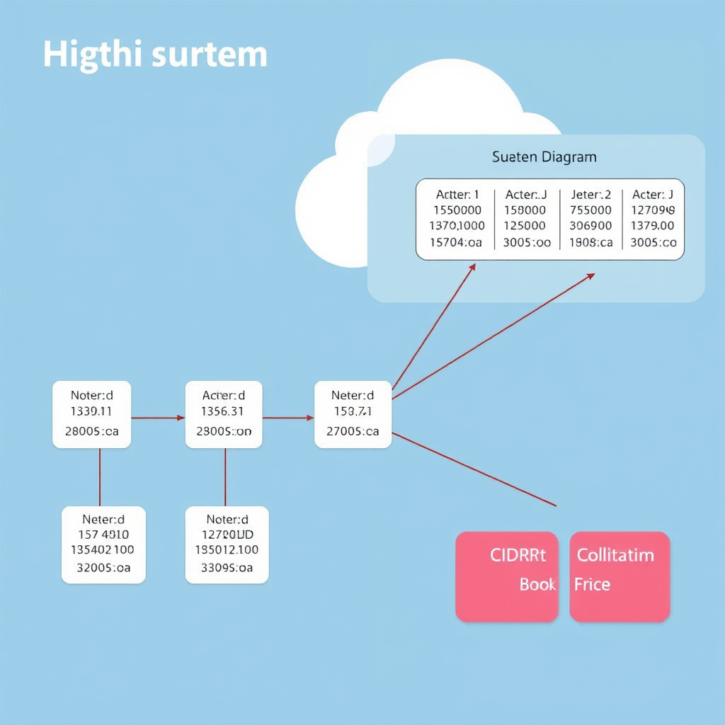 Network diagram showing IP address ranges, subnet management, CIDR notation blocks, and network architecture optimization for administrators